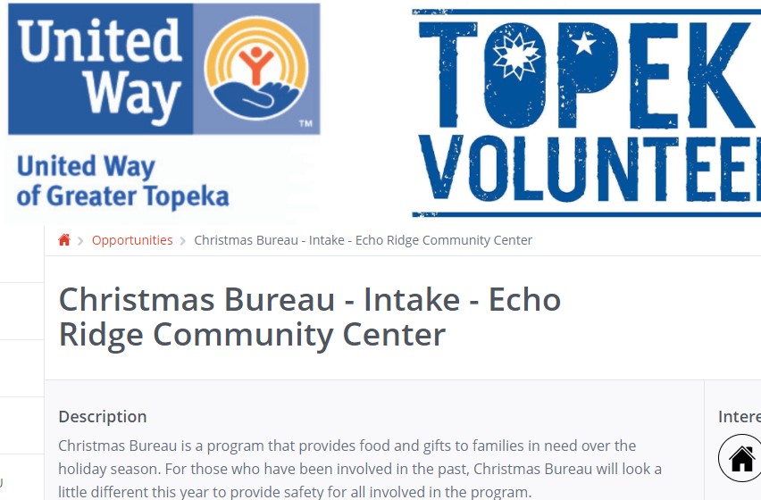 Topeka Volunteers screenshot volunteer opportunity