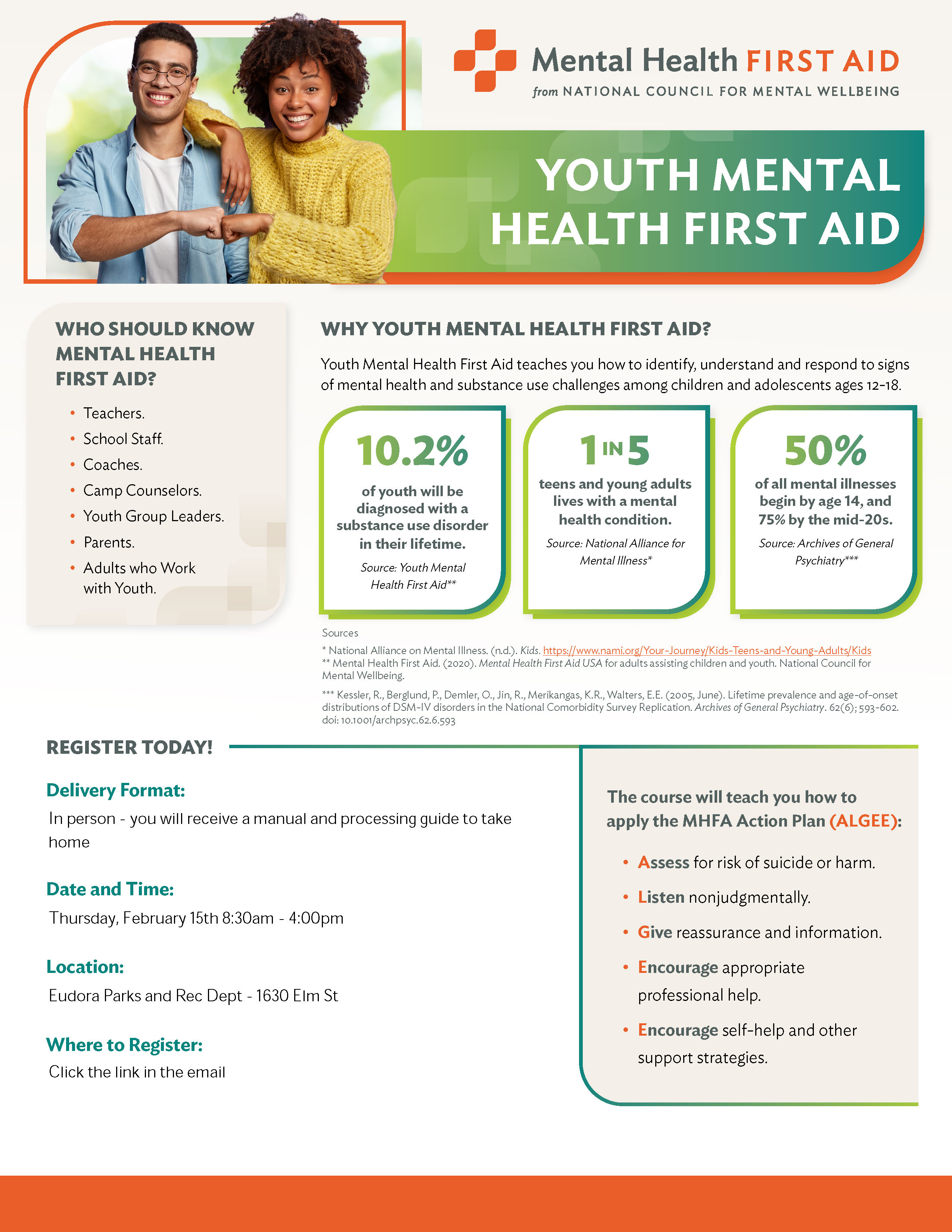 Youth Mental Health First Aid flyer 2024